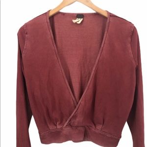 Free People Plunging V -Neck Cropped Top Medium